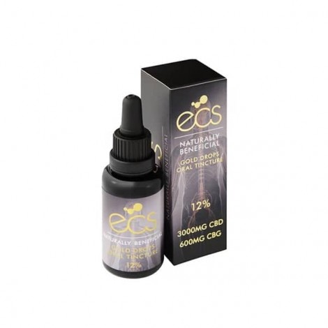 ECS Gold Drops 12% 3000mg CBD + 600mg CBG Oil 30ML